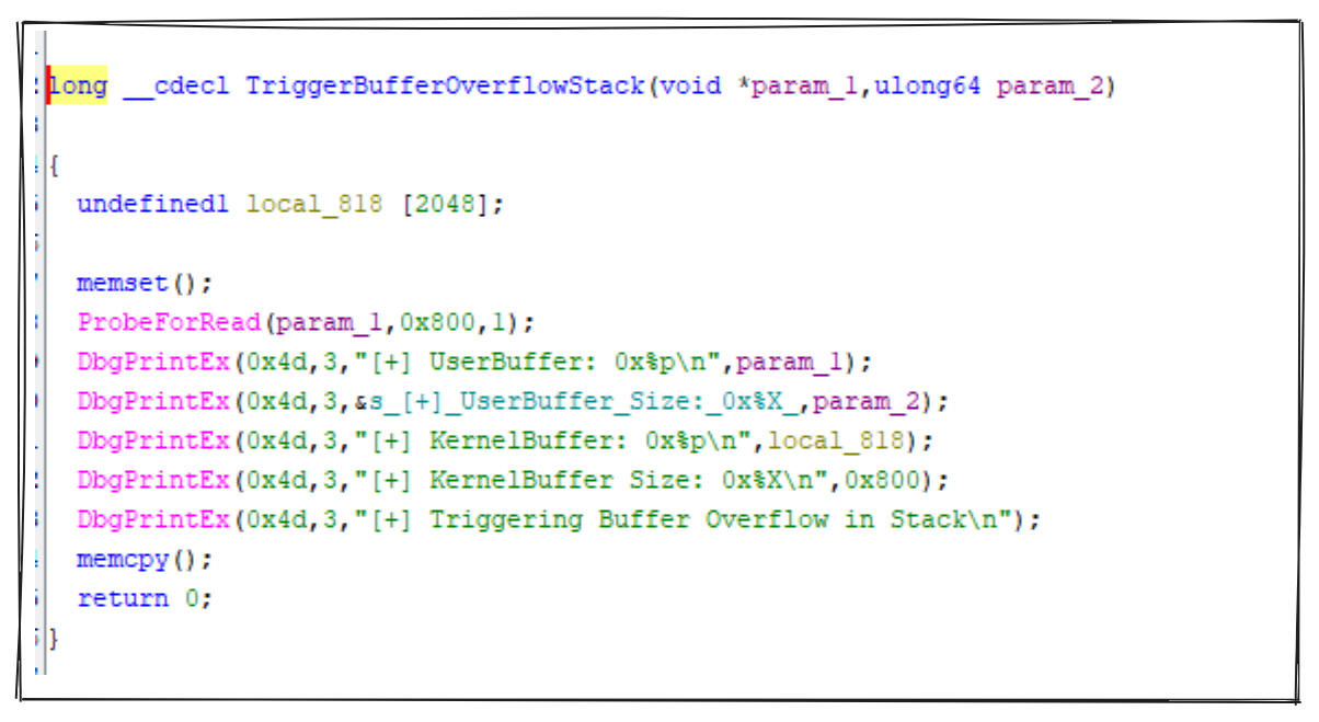Main Vulnerable function